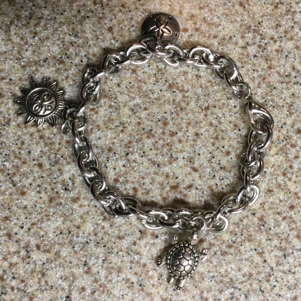 Silver Charm Bracelet with Turtle & Sun Charms - Women Jewelry